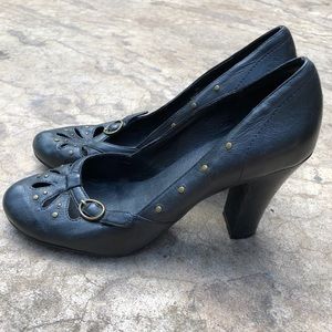 38 Aldo Black Buckled High Heels